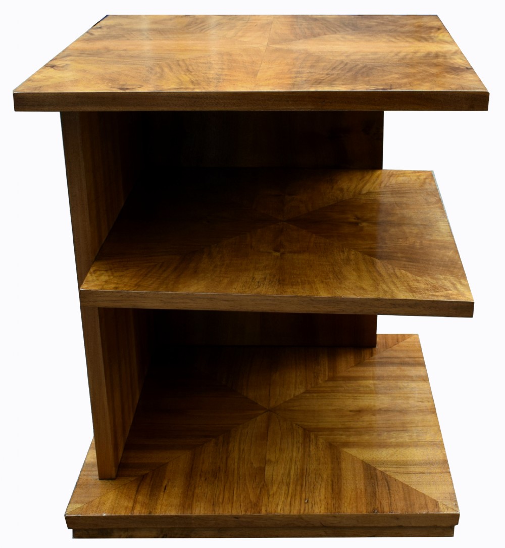High Quality Art Deco Walnut Three-Tier Book Table, c1930 View II
