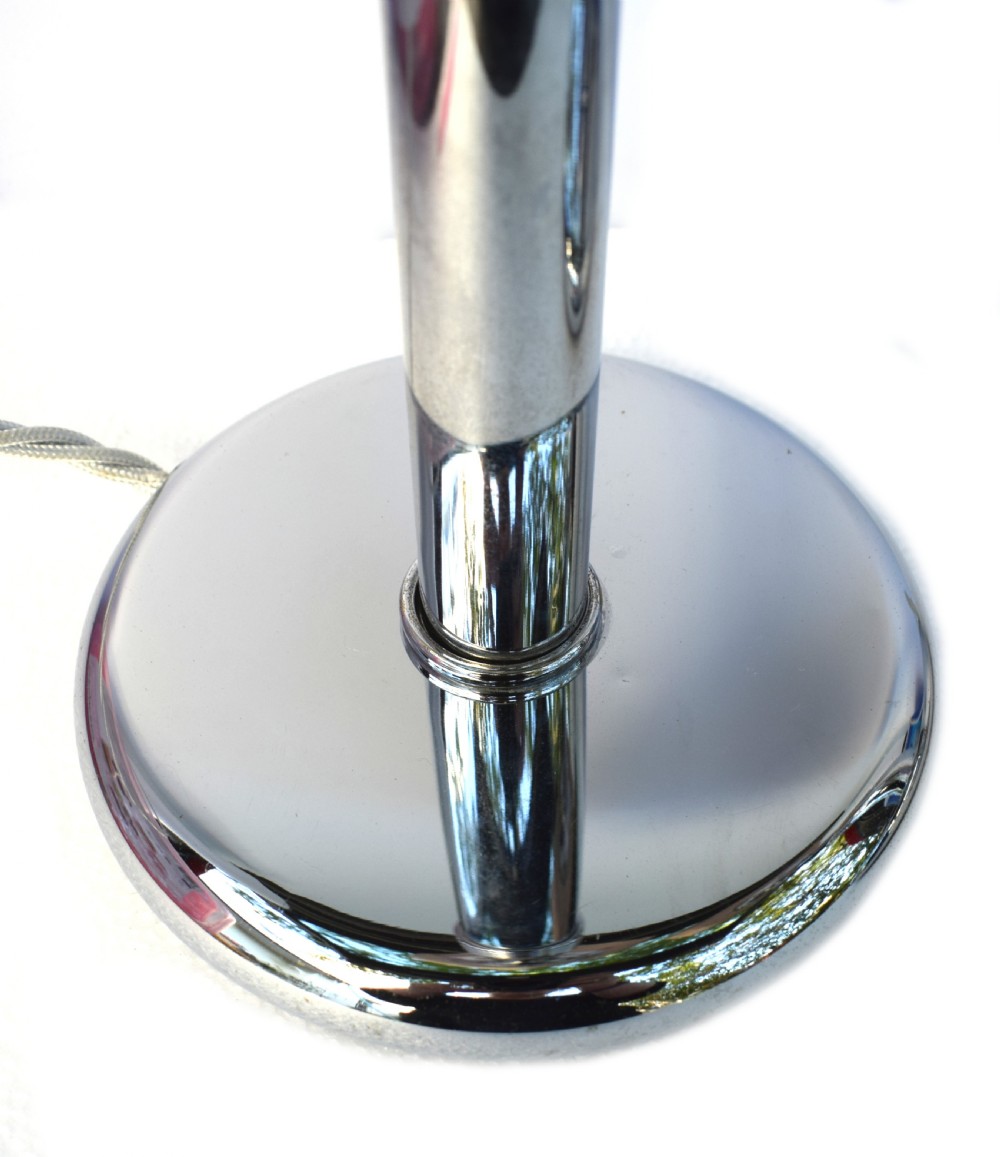 Art Deco Matching Pair Of Chrome And Glass Table Lamps, Circa 1930 View VI