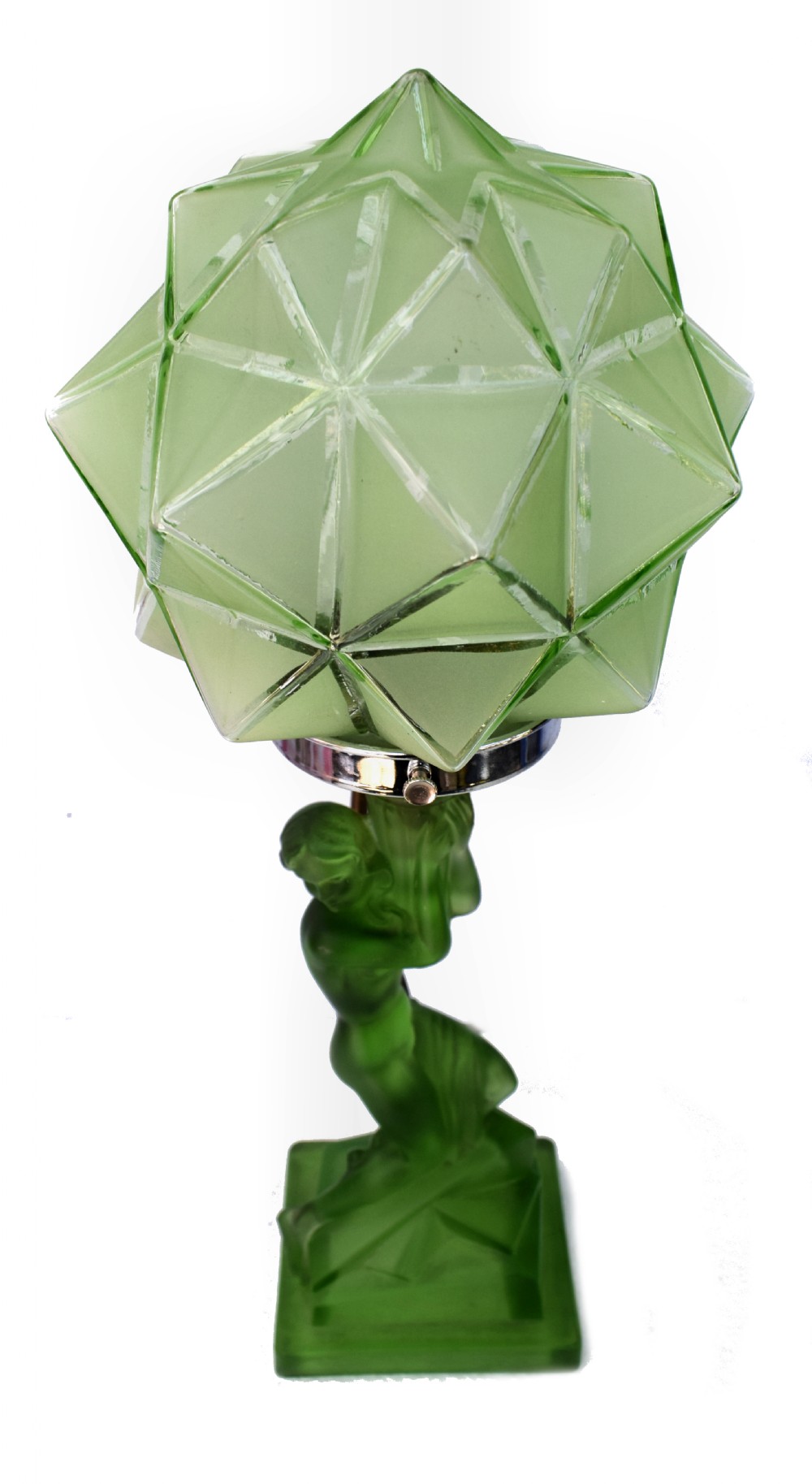 Art Deco Walther and Sohne Peach Glass Table Lamp, circa 1930's View III