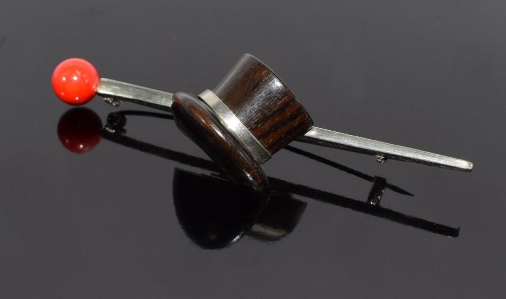 Art Deco 1930's Ladies Novelty Brooch 'Top Hat & Cane'