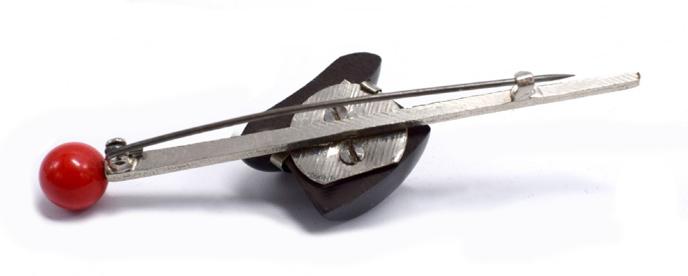 Art Deco 1930's Ladies Novelty Brooch 'Top Hat & Cane' View VI