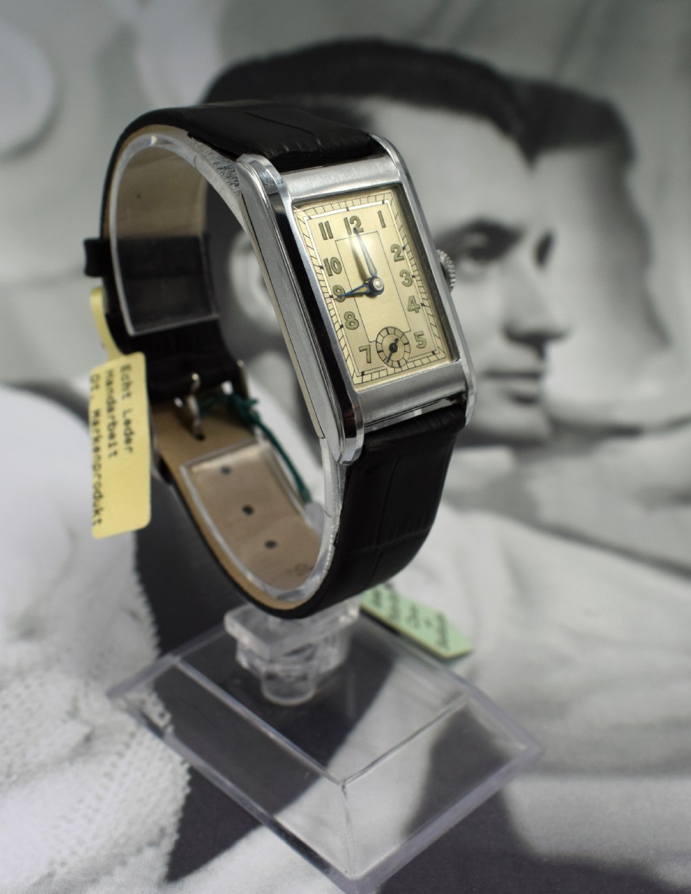 Art Deco Gents Streamline Chrome Wristwatch, Never Used, Newly Serviced, c 1930 View V