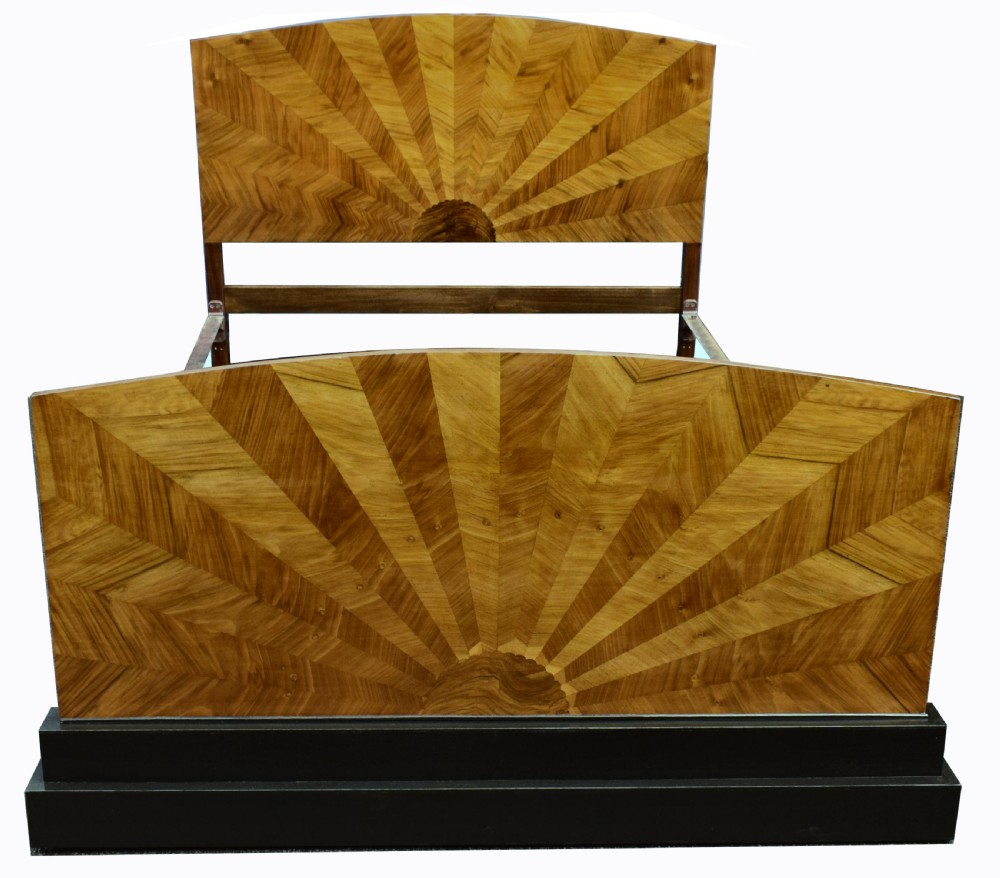 Rare 1930's Art Deco Walnut Double Bed