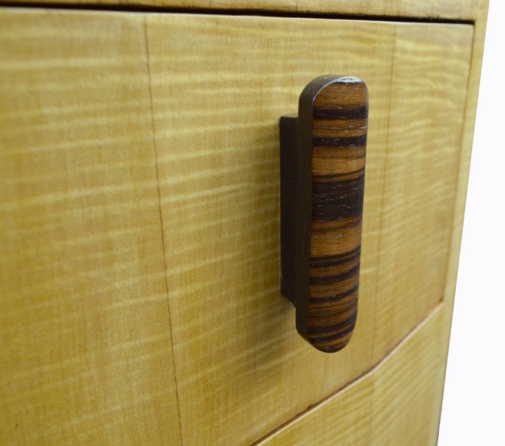 Matching Pair Of Bleached Blonde Walnut Art Deco Bedside Cabinets View VII