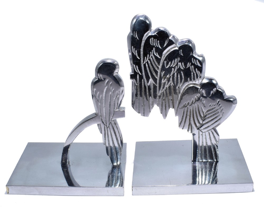 1930s Art Deco Figural Bronze Bookends, Signed Herzig