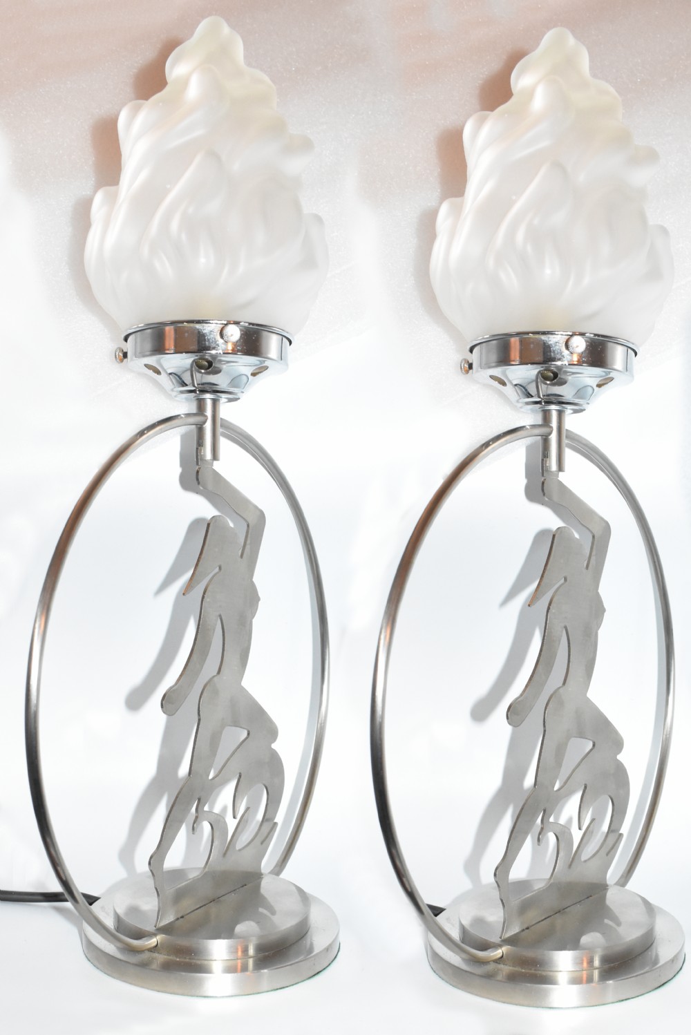 Pair Of Large Art Deco Chrome Table Lamps View V