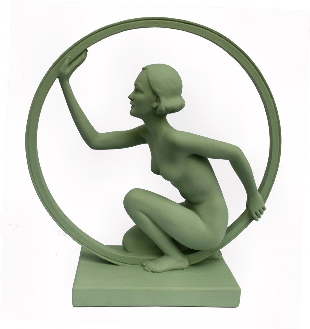 Original 1930's Art Deco 'Girl In Hoop' Figure