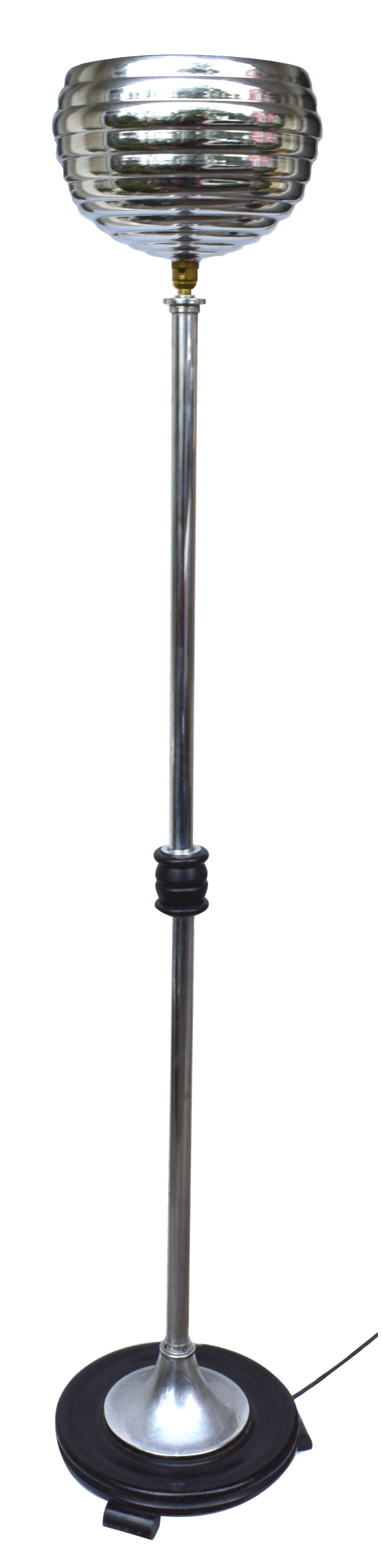 1930's Art Deco Chrome 'Bee Hive' Floor Lamp