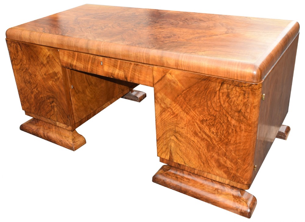 Substantial Art Deco Walnut Desk, Circa 1935