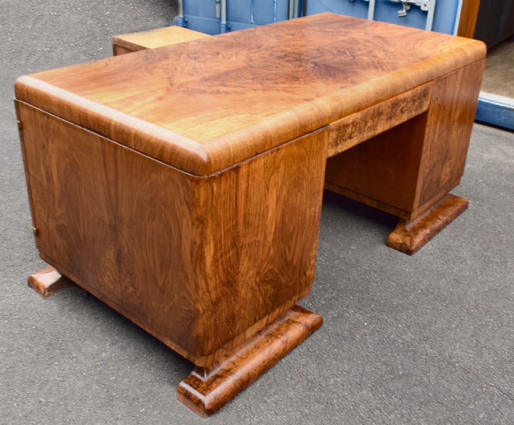 Substantial Art Deco Walnut Desk, Circa 1935 View XIII