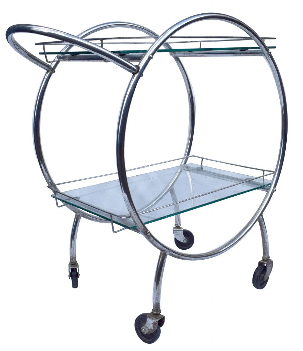 Original 1930's Art Deco Circular Drinks Trolley View II