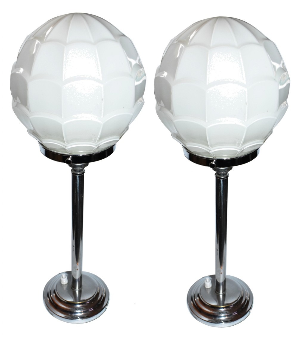 Matching Pair of Art Deco Chrome Table Lamps