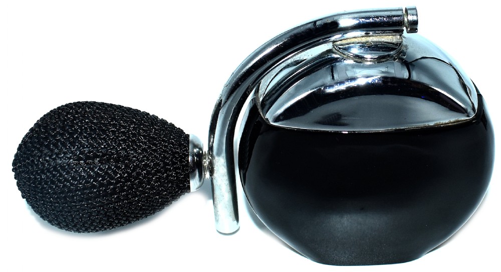 Art Deco Black Glass Perfume Atomiser By DeVilbiss 