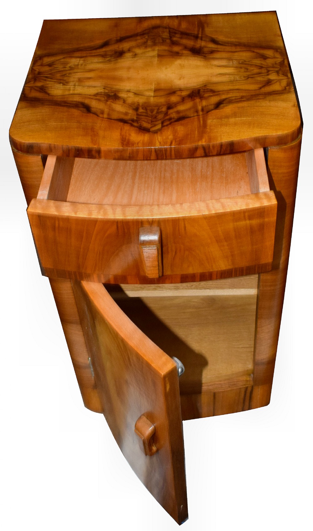 Matching Pair of Art Deco Walnut Bedside Cabinets View VI