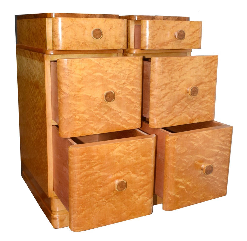 Matching Pair Of Maple Art Deco Bedside Cabinets View II