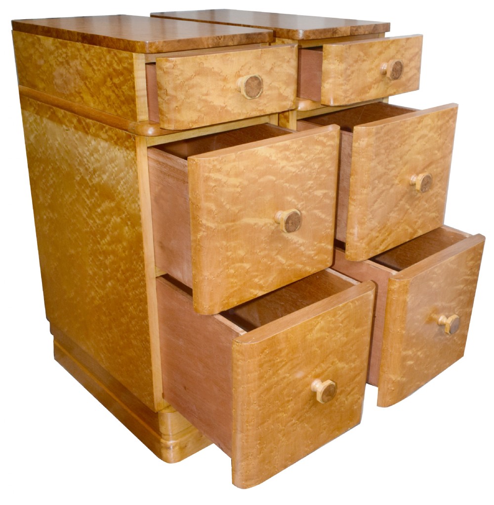 Matching Pair Of Maple Art Deco Bedside Cabinets View VI