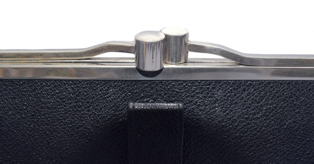 Art Deco Ladies Black Leather Clutch Bag View IV