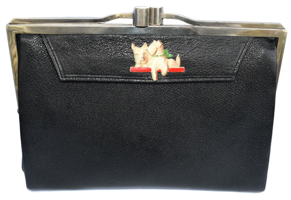 Art Deco Ladies Black Leather Clutch Bag View VI