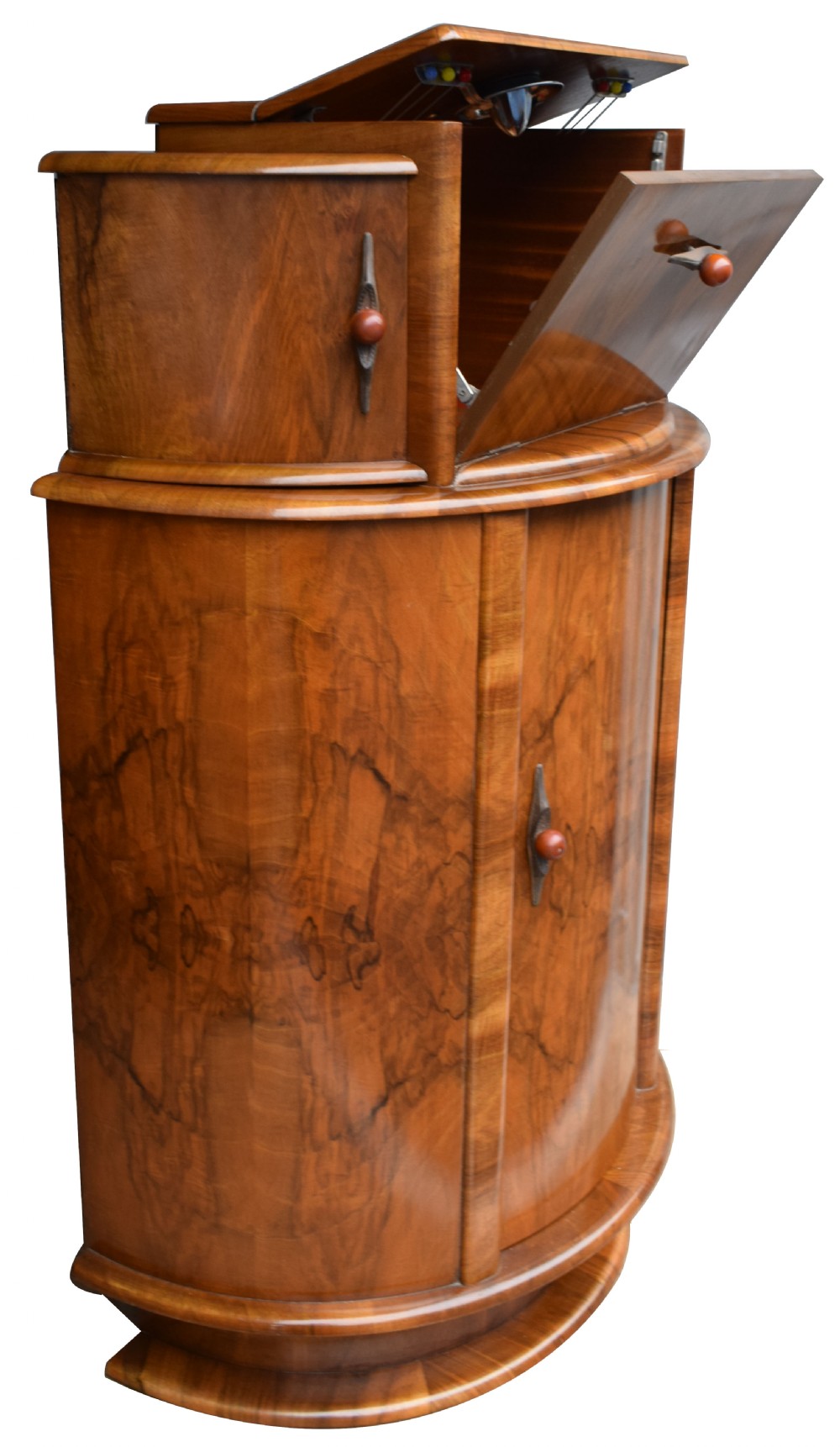 Superbly Stylish 1930's Art Deco Walnut Cocktail Cabinet  View II