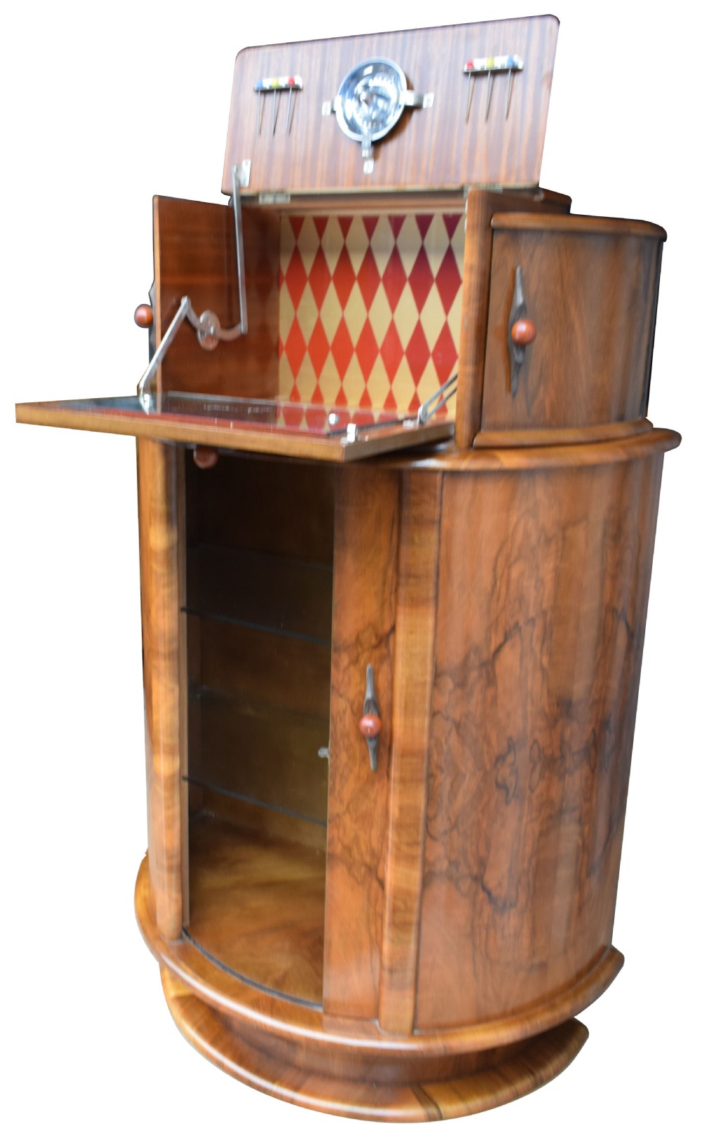 Superbly Stylish 1930's Art Deco Walnut Cocktail Cabinet  View III