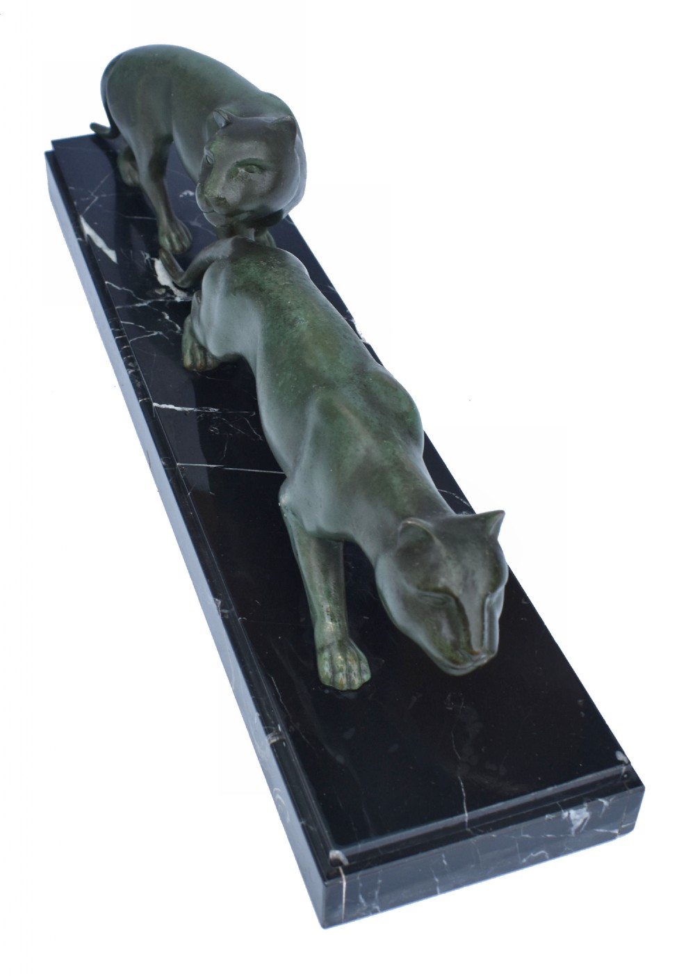 Art Deco Panther Figures On A Solid Marble Base, 1930's View VII