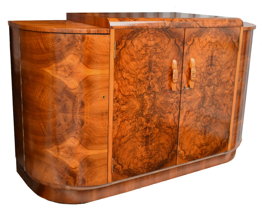 1930's Art Deco English Walnut Sideboard View II