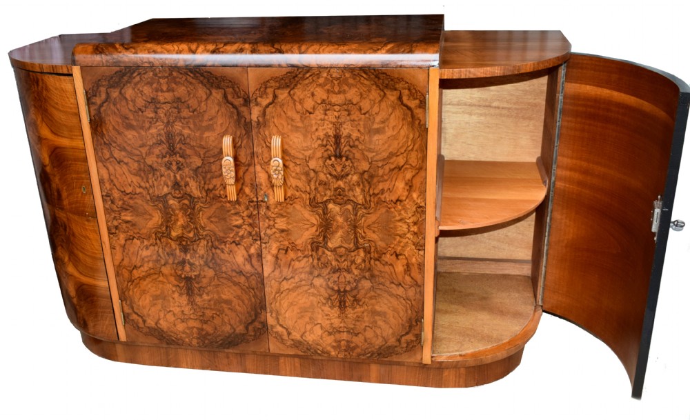 1930's Art Deco English Walnut Sideboard View VIII
