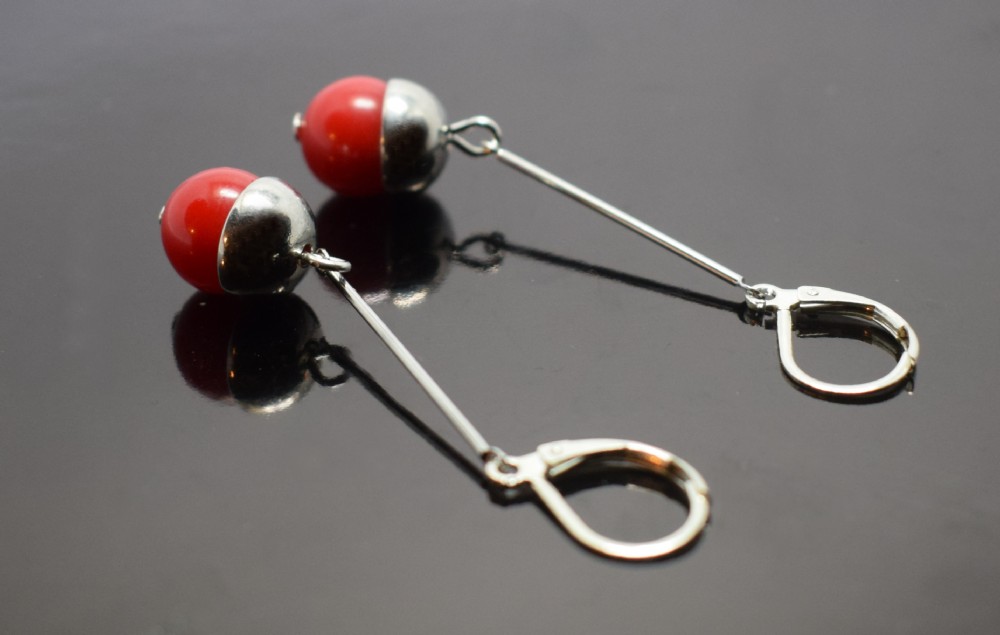 Art Deco Modernist Chrome & Bakelite Earrings View VIII