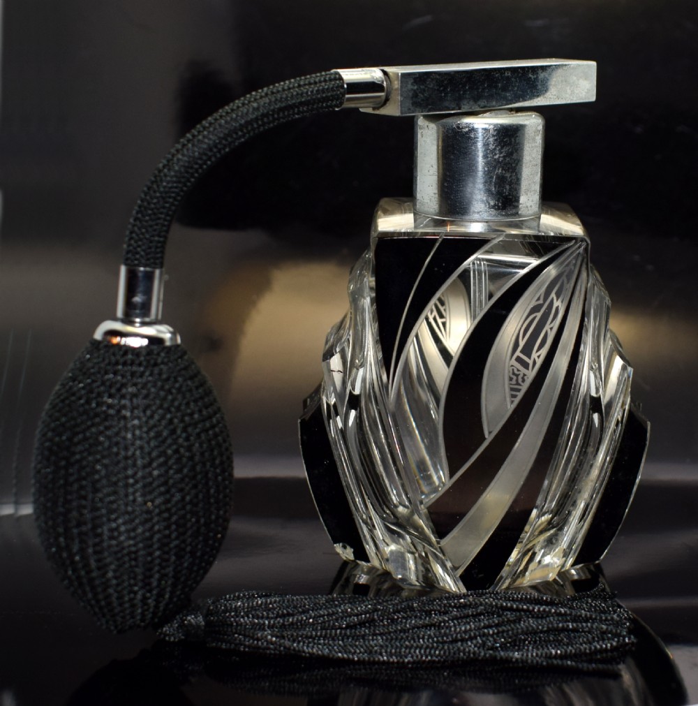Art Deco Atomiser Perfume Glass Bottle, 1930's View II