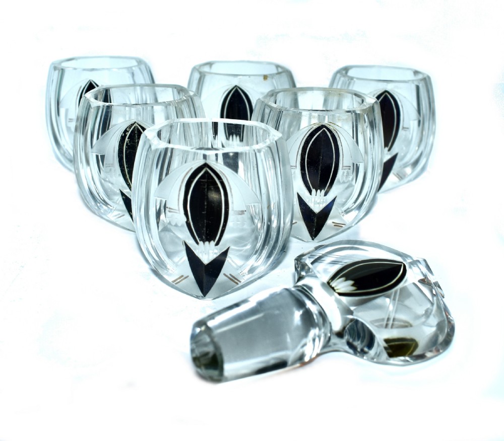 Art Deco Karl Palda Glass Decanter set, c1930 View II