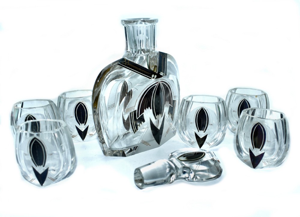 Art Deco Karl Palda Glass Decanter set, c1930 View III