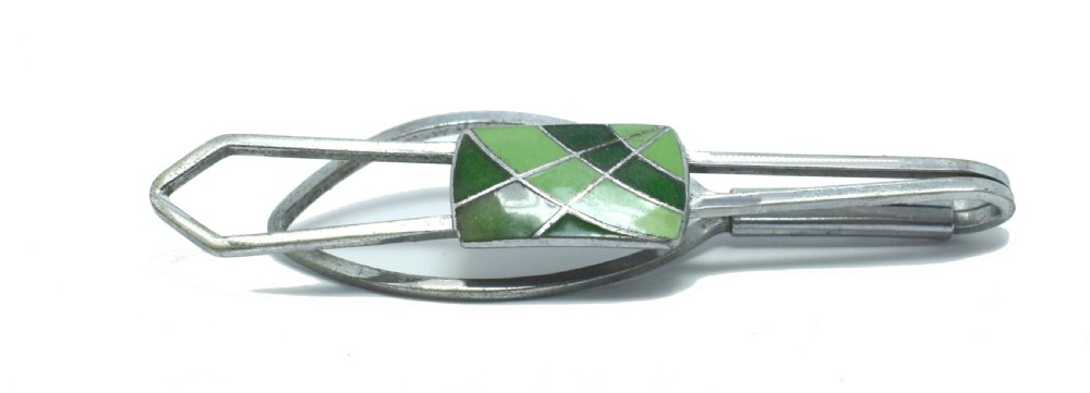 Art Deco Chrome & Enamel Gents Tie Pin View II