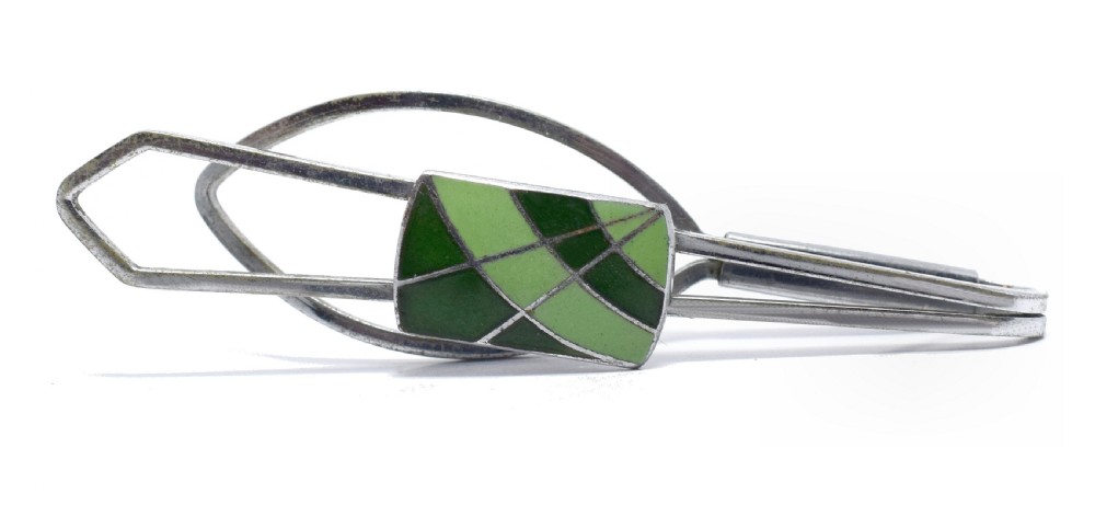 Art Deco Chrome & Enamel Gents Tie Pin View IV