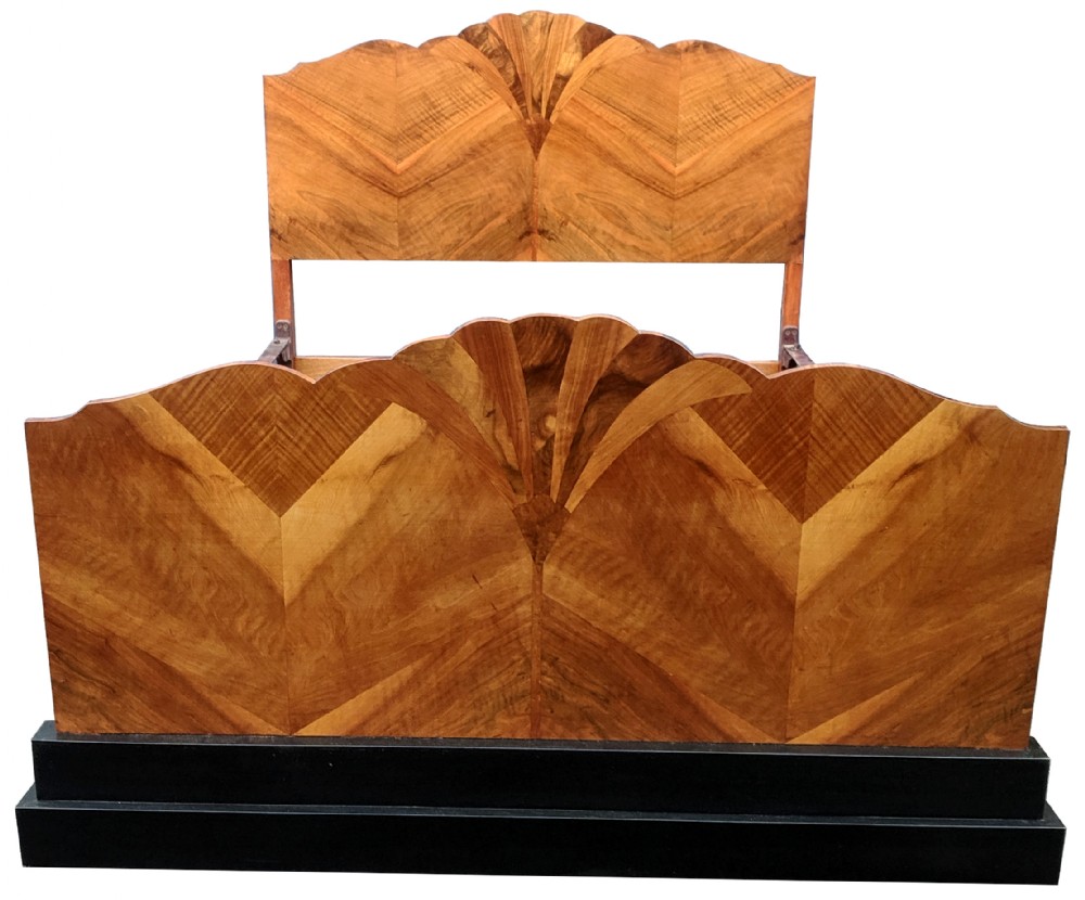 Stunning 1930's Art Deco Walnut Double Bed