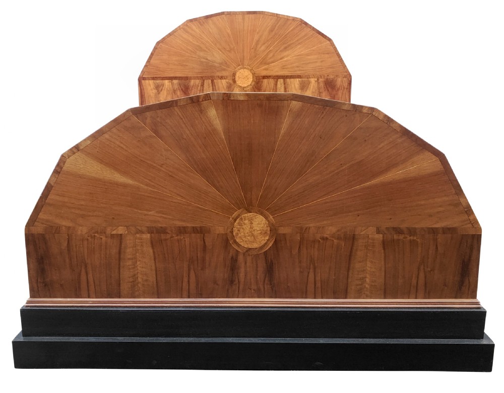 Stunning 1930s Art Deco Walnut Sunray Double Bed