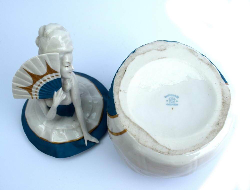 Art Deco 1930's Ceramic German Powder Box View VI