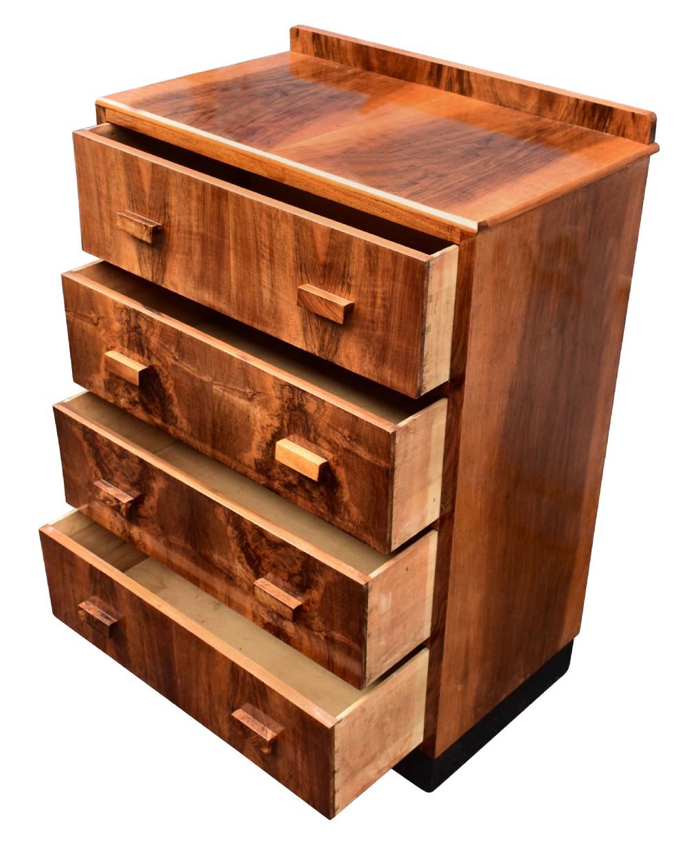 1930's Art Deco Figured Walnut Chest of Drawers View II