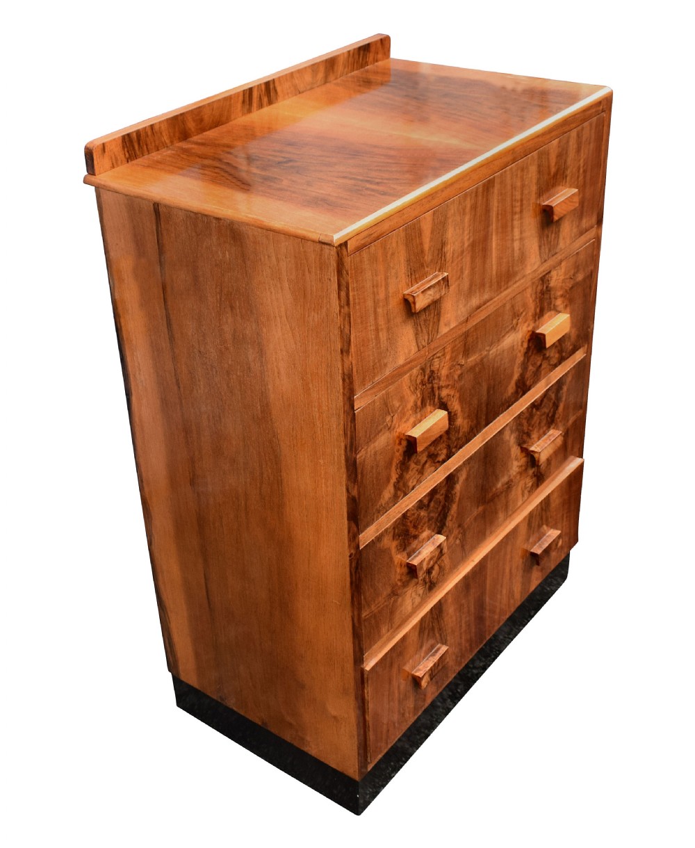 1930's Art Deco Figured Walnut Chest of Drawers View X