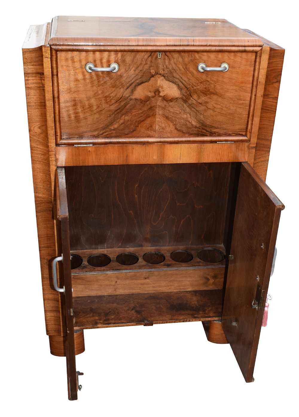 1930's Art Deco Walnut Cocktail Bar View VIII