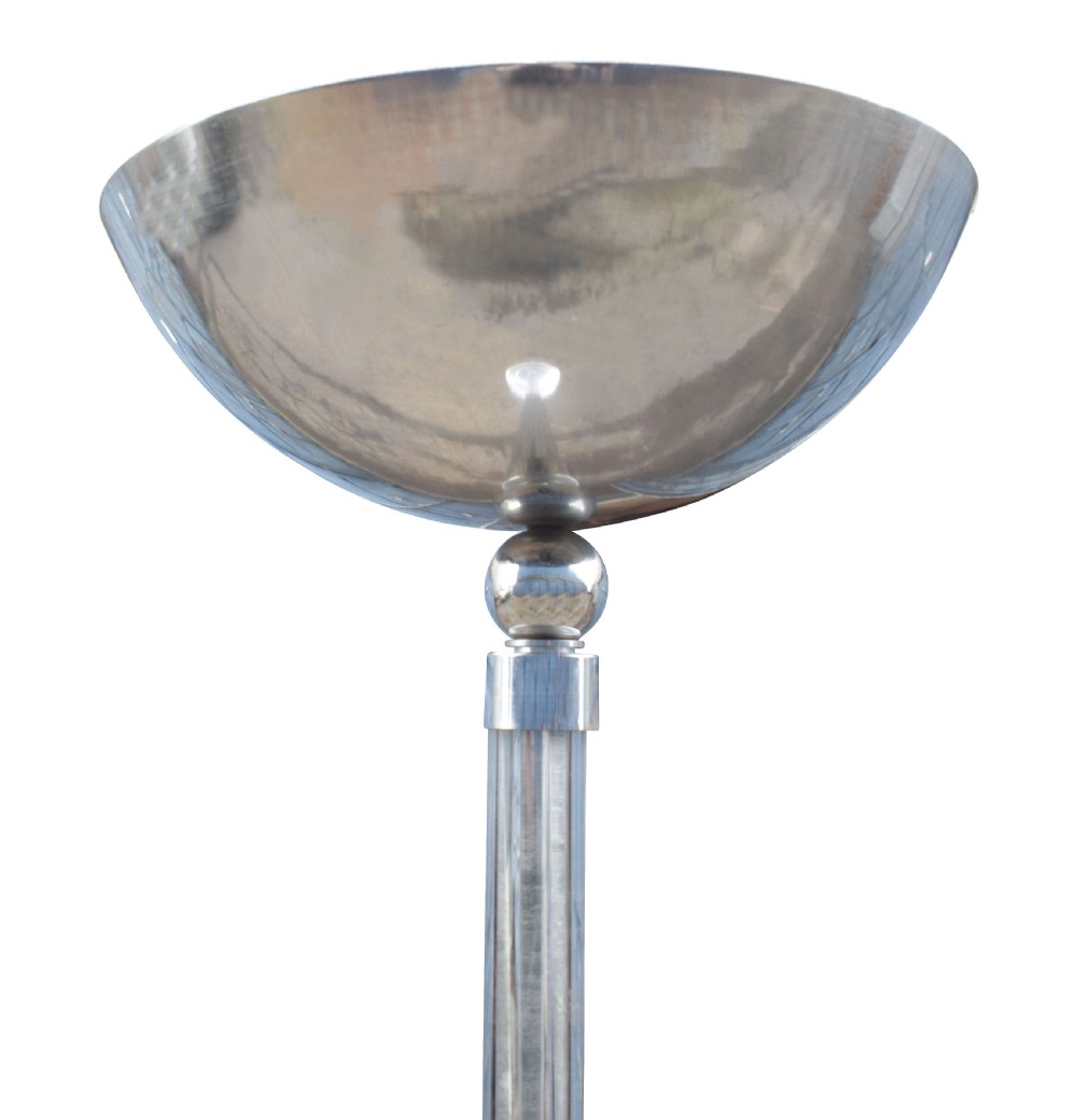 1930's Art Deco Chrome And Glass Uplighter Floor Lamp View III