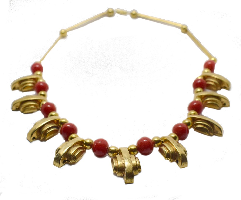 Art Deco 1930's Ladies Gold Tone Streamline Necklace View XII
