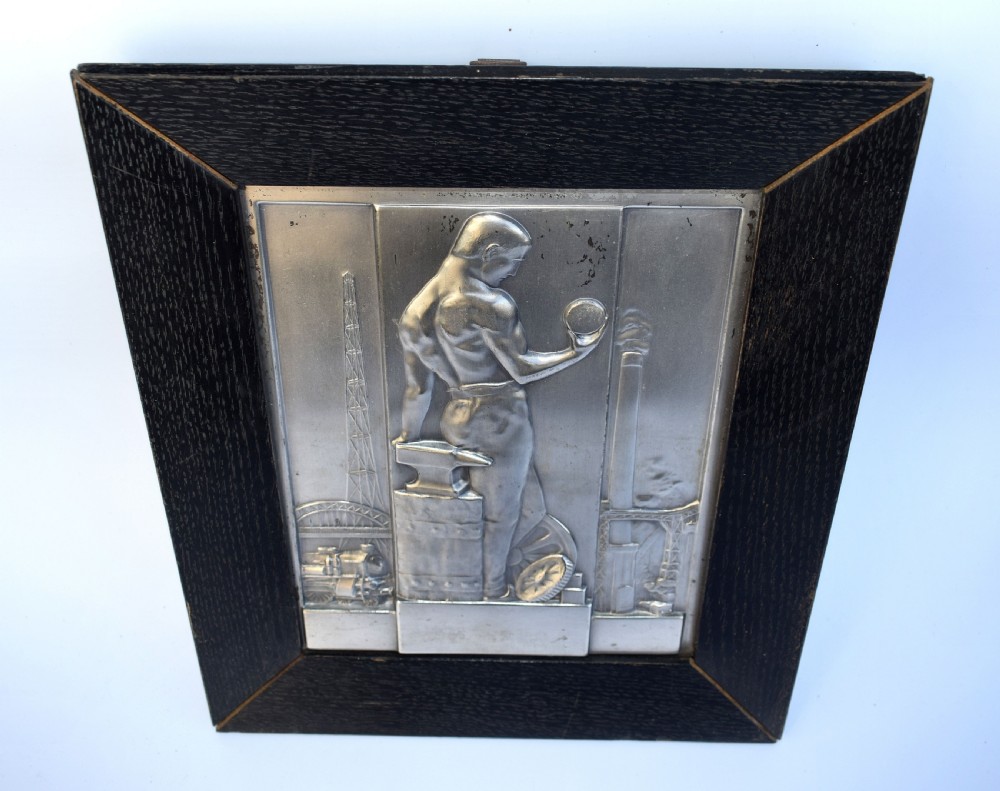 Art Deco Silvered Plaque By Hans Harders Masterpiece Of Streamline Industrial Design, Circa 1930 View IV