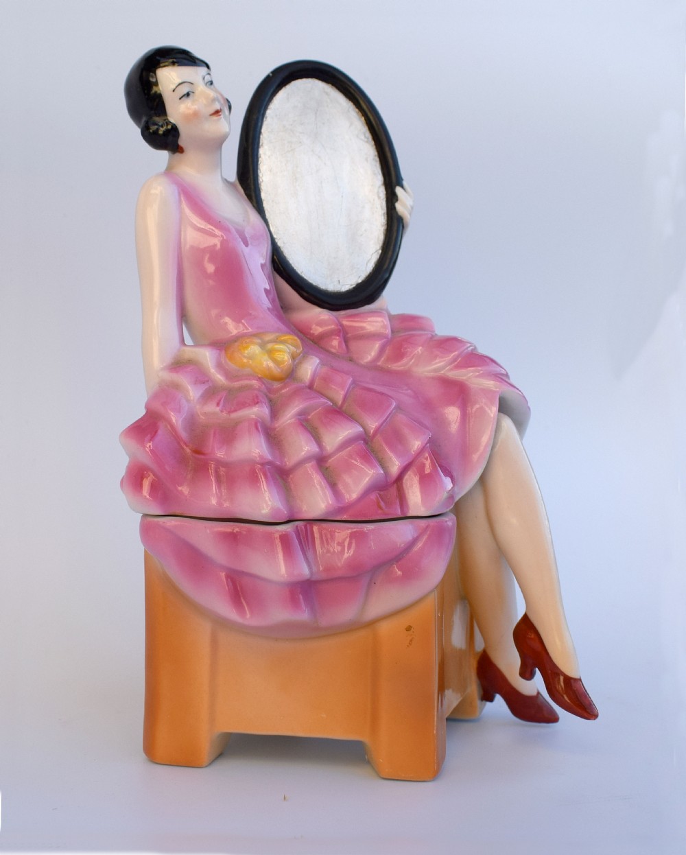 Art Deco 1930's German Flapper Girl Powder Box View II