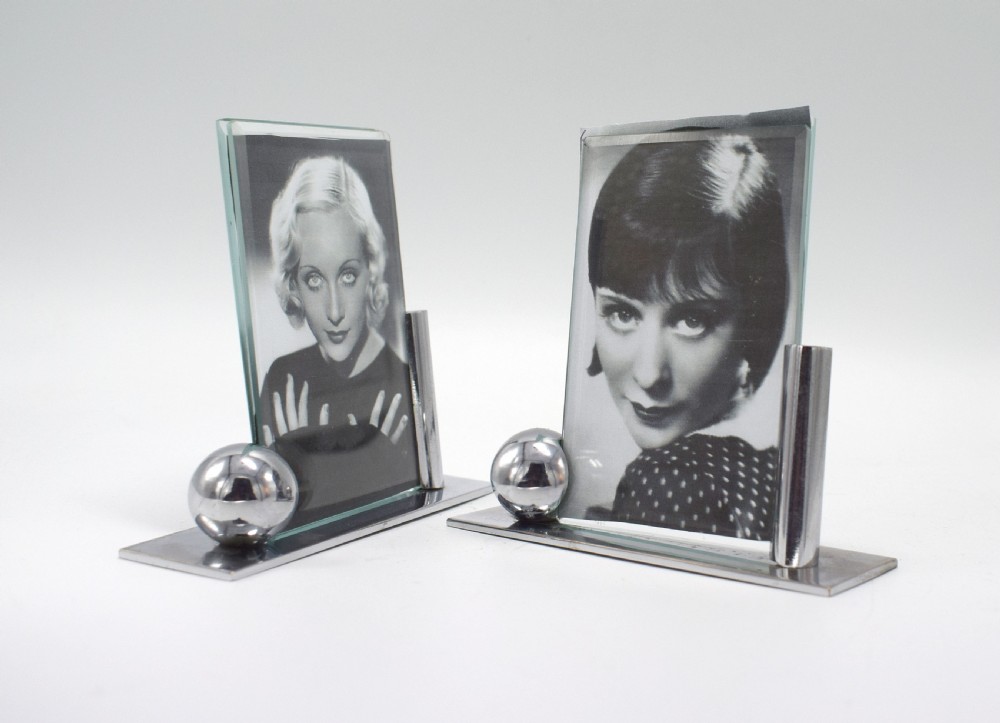 Art Deco Modernist Pair Of Matching Chrome Picture frames, c1930's View II