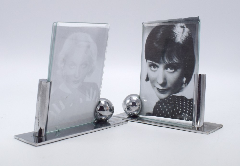 Art Deco Modernist Pair Of Matching Chrome Picture frames, c1930's View III
