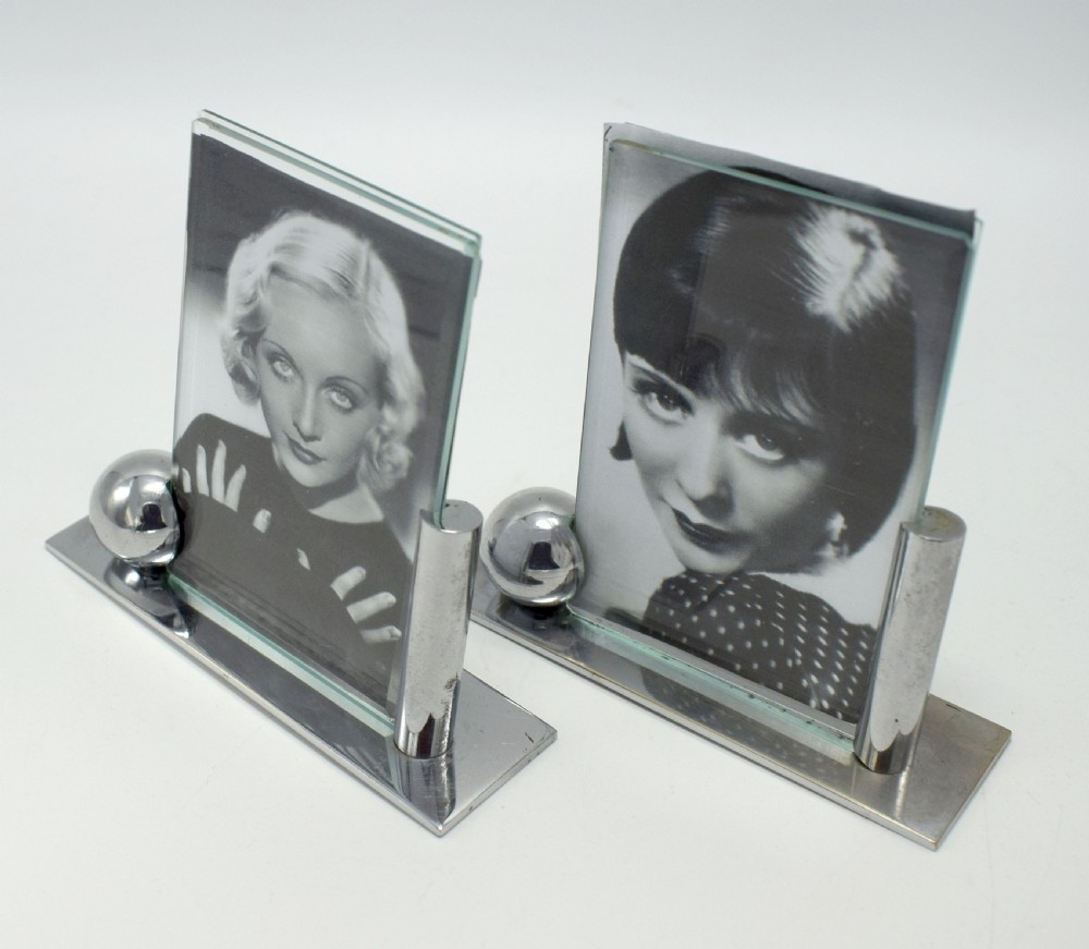Art Deco Modernist Pair Of Matching Chrome Picture frames, c1930's View IV