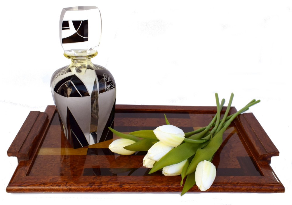 1930s Modernist Art Deco Reverse Painted Drinks Tray View V
