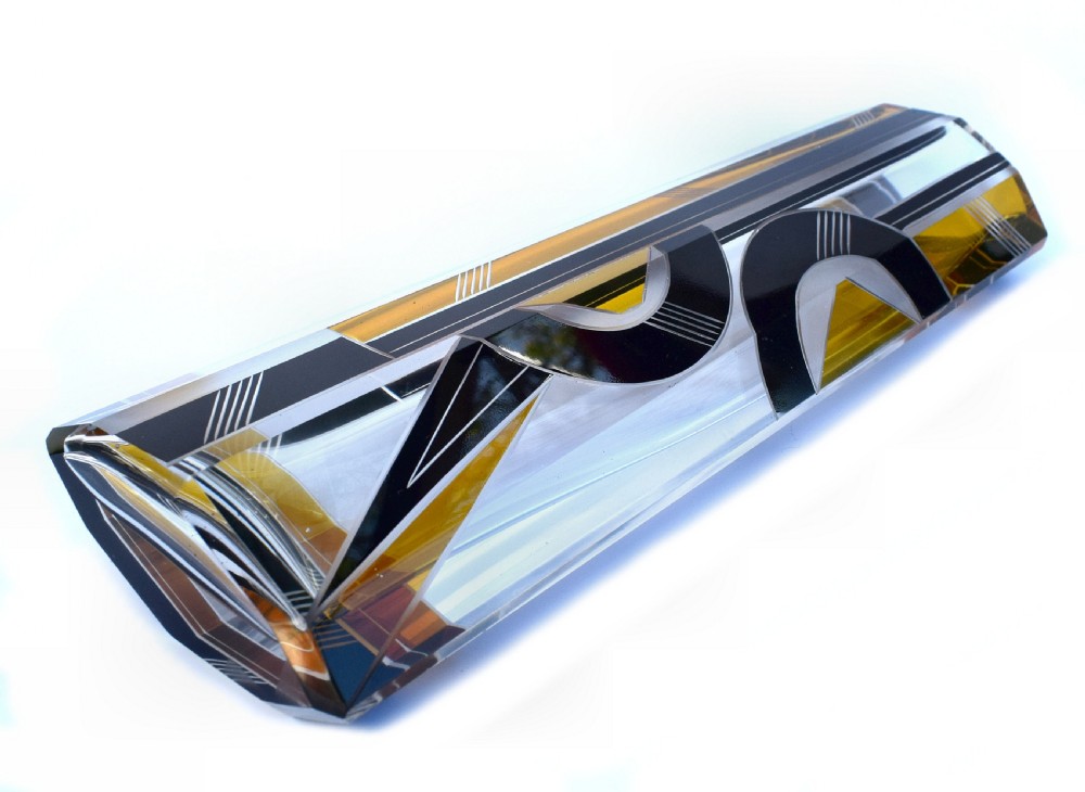 Art Deco Glass & Enamel Etched Vase View VI