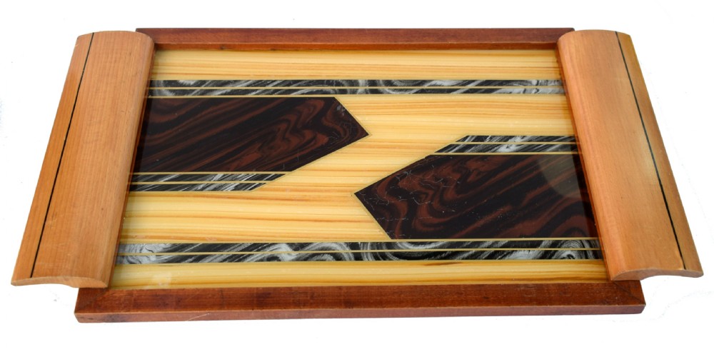Art Deco Geometric Reverse Painted Tray View II
