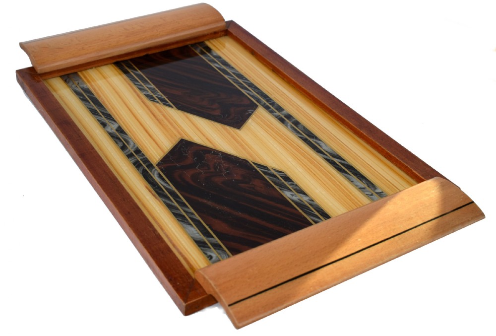 Art Deco Geometric Reverse Painted Tray View IV